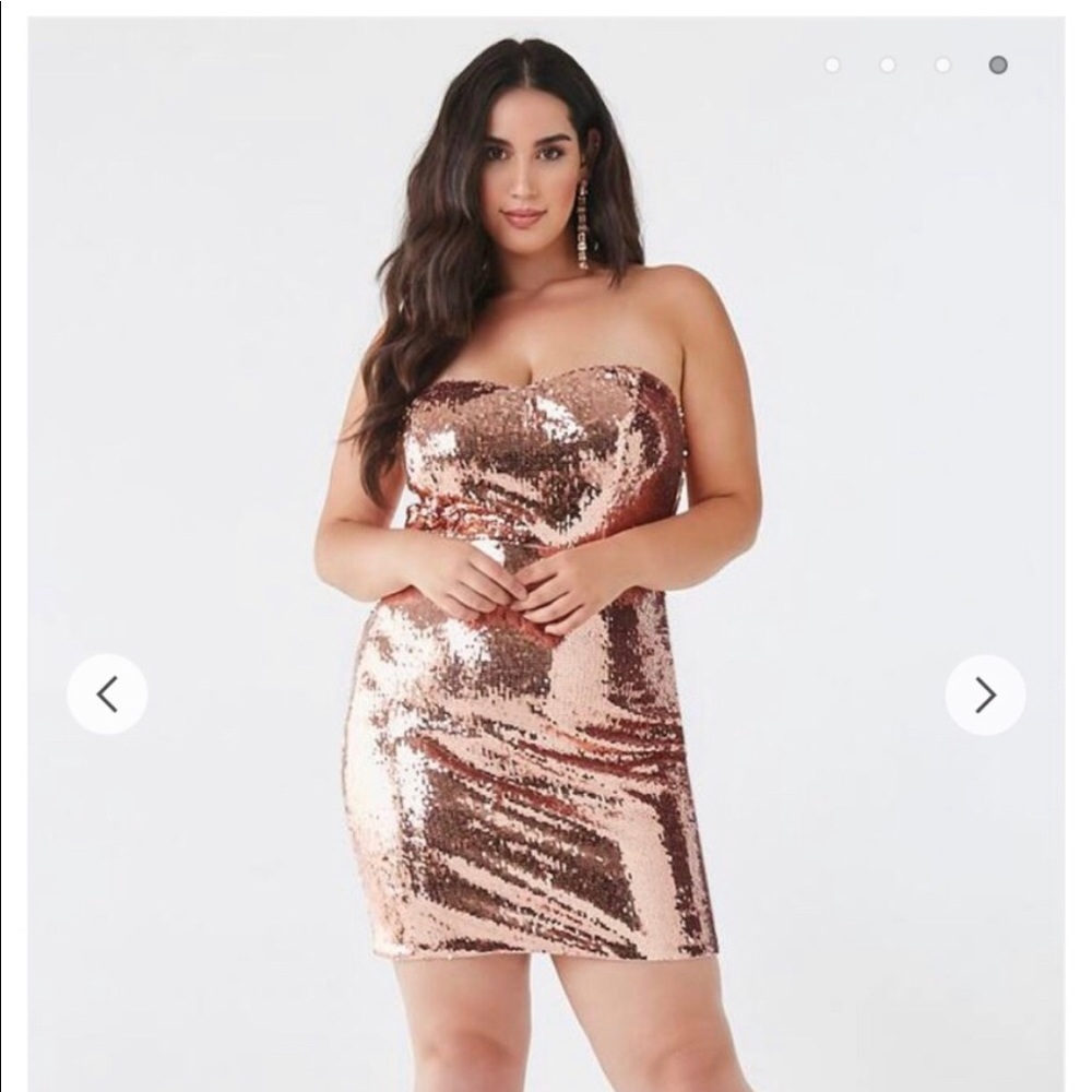 Forever 21+ Strapless Rose Gold Sequin Dress